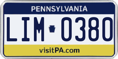 PA license plate LIM0380