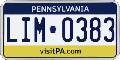PA license plate LIM0383