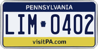 PA license plate LIM0402