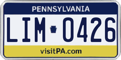 PA license plate LIM0426