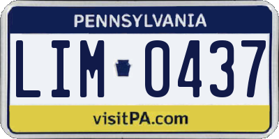 PA license plate LIM0437