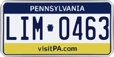 PA license plate LIM0463