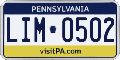 PA license plate LIM0502
