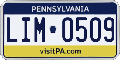 PA license plate LIM0509
