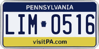 PA license plate LIM0516