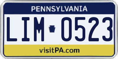 PA license plate LIM0523