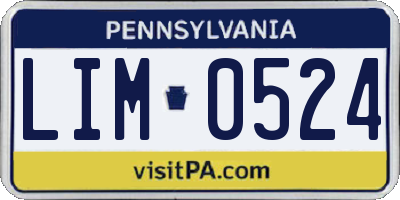 PA license plate LIM0524