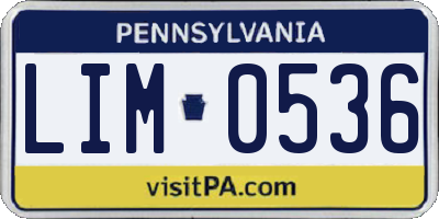 PA license plate LIM0536