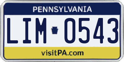 PA license plate LIM0543