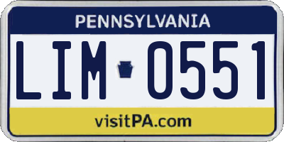 PA license plate LIM0551