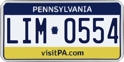 PA license plate LIM0554