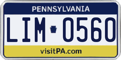 PA license plate LIM0560