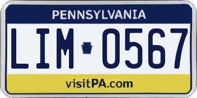 PA license plate LIM0567
