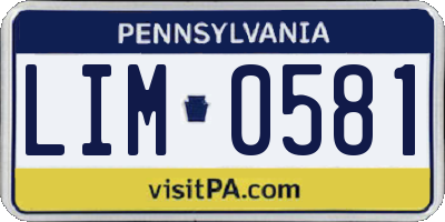 PA license plate LIM0581