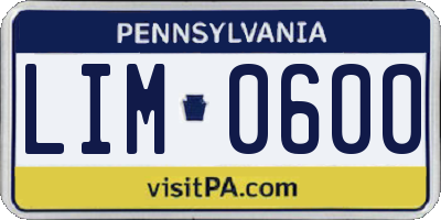 PA license plate LIM0600