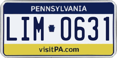 PA license plate LIM0631