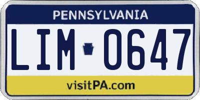 PA license plate LIM0647