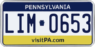 PA license plate LIM0653