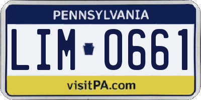 PA license plate LIM0661