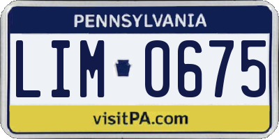 PA license plate LIM0675