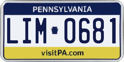 PA license plate LIM0681