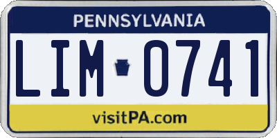 PA license plate LIM0741