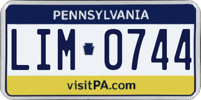 PA license plate LIM0744