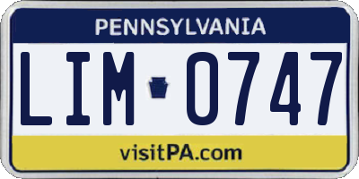 PA license plate LIM0747