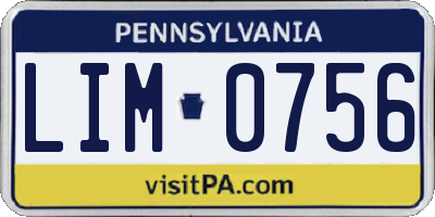 PA license plate LIM0756