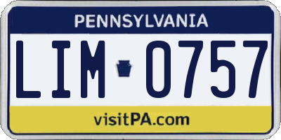 PA license plate LIM0757