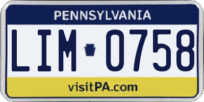 PA license plate LIM0758
