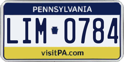 PA license plate LIM0784