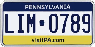 PA license plate LIM0789