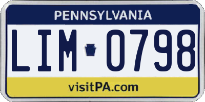 PA license plate LIM0798