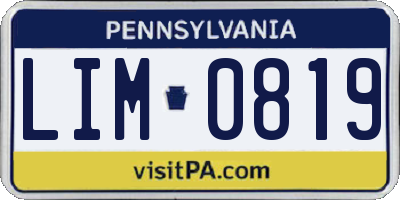 PA license plate LIM0819