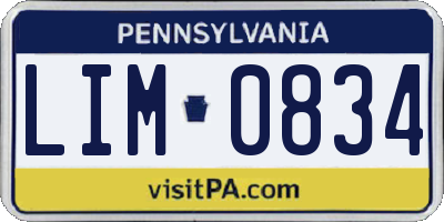 PA license plate LIM0834