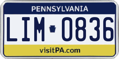 PA license plate LIM0836