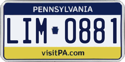 PA license plate LIM0881