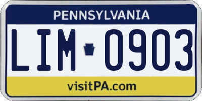 PA license plate LIM0903
