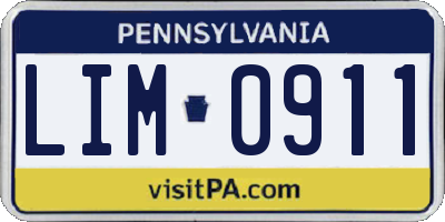 PA license plate LIM0911