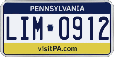 PA license plate LIM0912