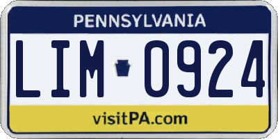 PA license plate LIM0924