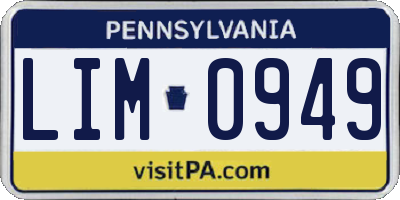 PA license plate LIM0949