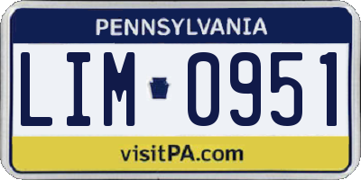 PA license plate LIM0951