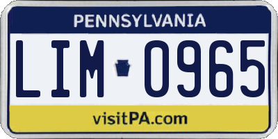 PA license plate LIM0965