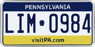 PA license plate LIM0984