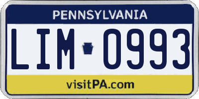 PA license plate LIM0993