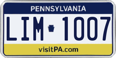 PA license plate LIM1007