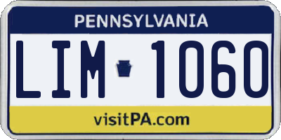 PA license plate LIM1060