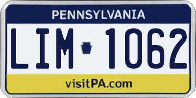 PA license plate LIM1062